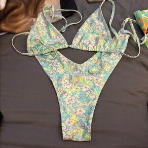 Kulani Kinis Floral Pastel Triangle String Bikini